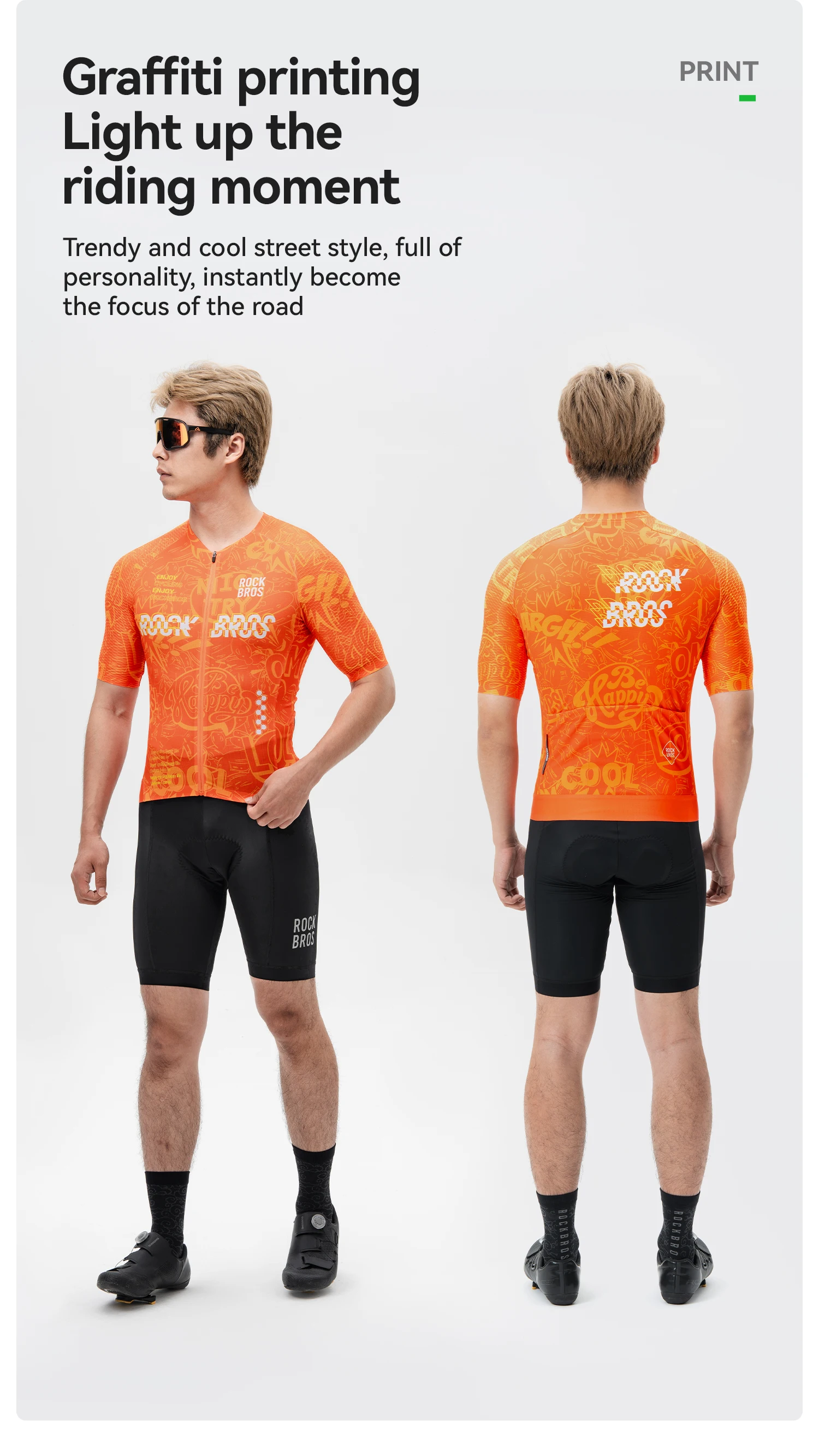 ROCKBROS Kurzarm-Radtrikot Schnelltrocknende Sportbekleidung Outdoor-Kleidung Atmungsaktives Nahtloses Bedrucktes Fahrradtrikot Reflektierend – Detail 8