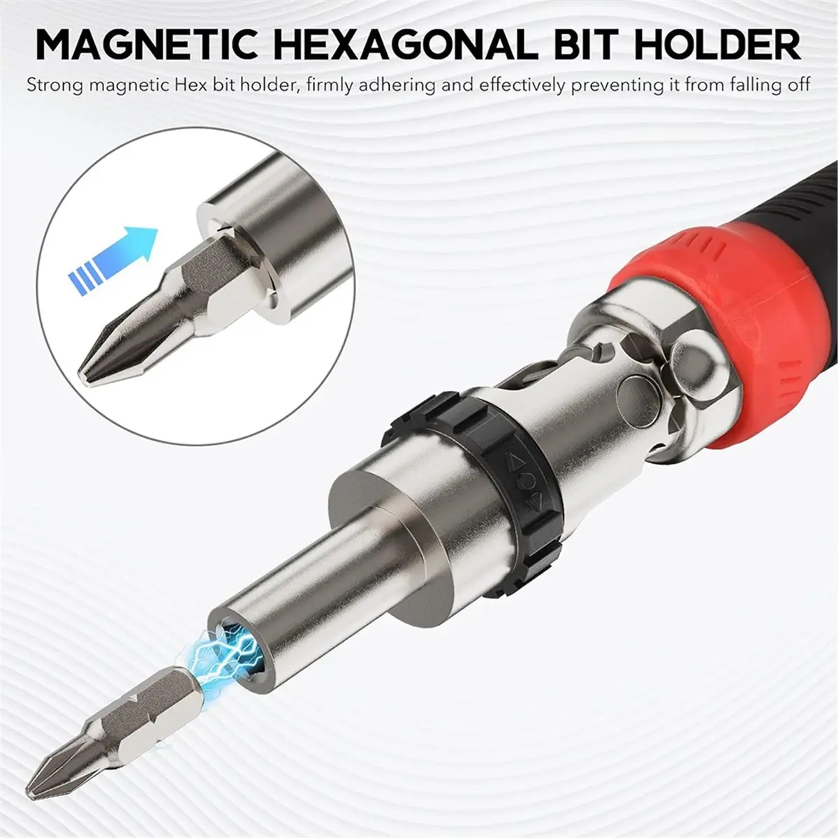 13-in-1 Multi-Bit Screwdriver Set Adjustable Magnetic Ratchet with 180° Pivot 12 Bits Cushion Grip Handle for Home DIY
