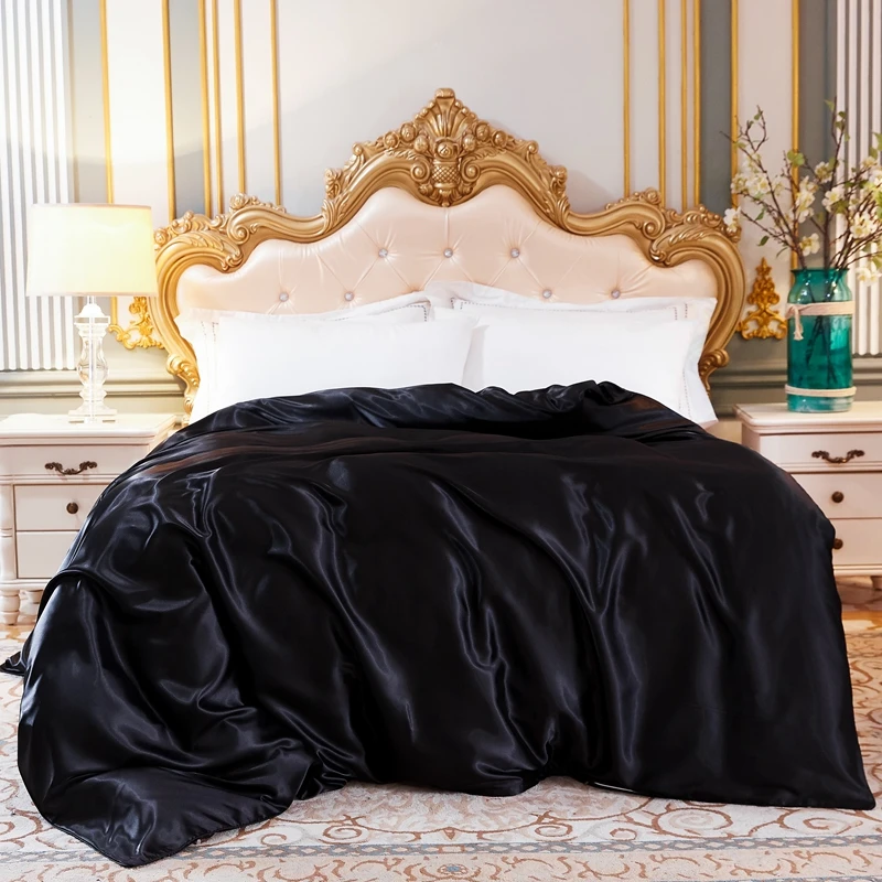 Duvet Cover Luxury Satin Cover Single Double Queen Size Quilt Cover Home Comfortable Solid Color Bedding Cover