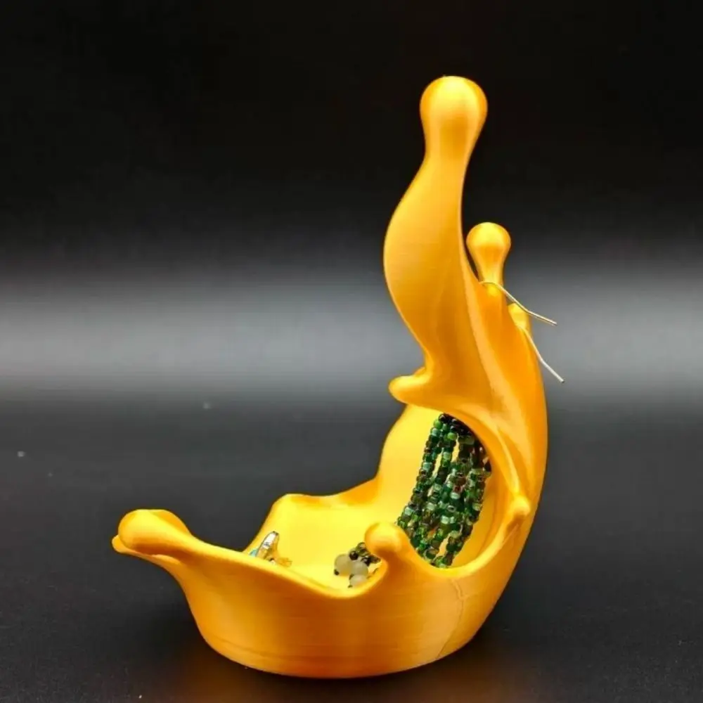 3D Printed Splash Shaped Jewelry Tray Wave Shaped Plastic Water Splash Trinket Holder Decorative Vivid Key Ring Holder Bathroom