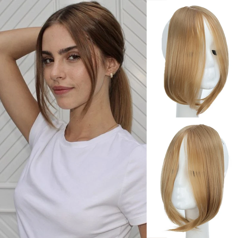 Pageup-flequillo sintético para extensiones de cabello, flequillo sintético, resistente al calor, pieza para el cabello, almohadilla para el