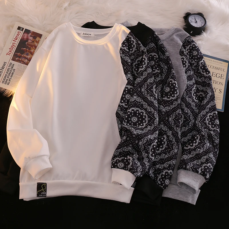 

Мужская укороченная толстовка с капюшоном и длинным рукавом, весенняя новинка, уличный стиль, с принтом цветов грецкого ореха, повседневная, свободного кроя, толстовка-свитшот