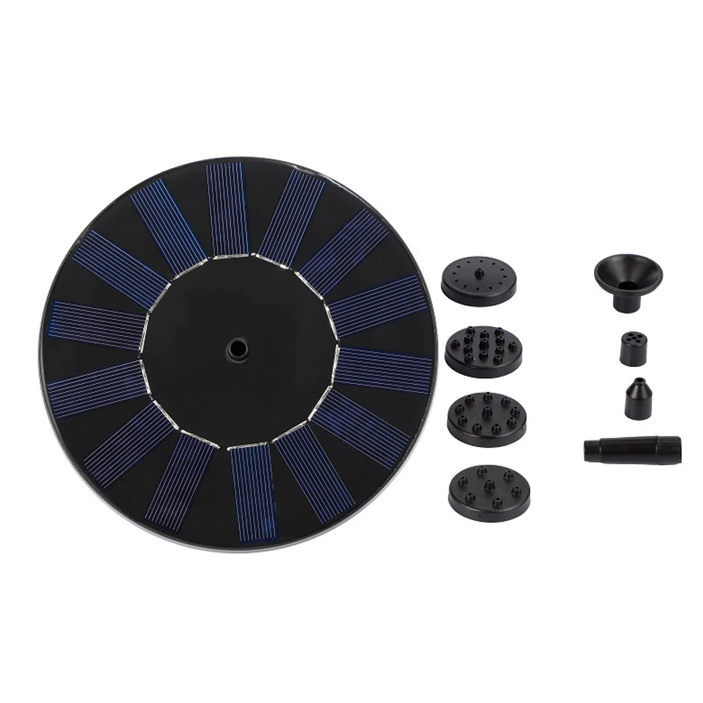 

Солнечный мини-фонтан для садового пруда с солнечной панелью 1,5 Вт 7 В, высокий напор 110 см, максимальный расход 190 л/ч, 6 регулируемых режимов распыления