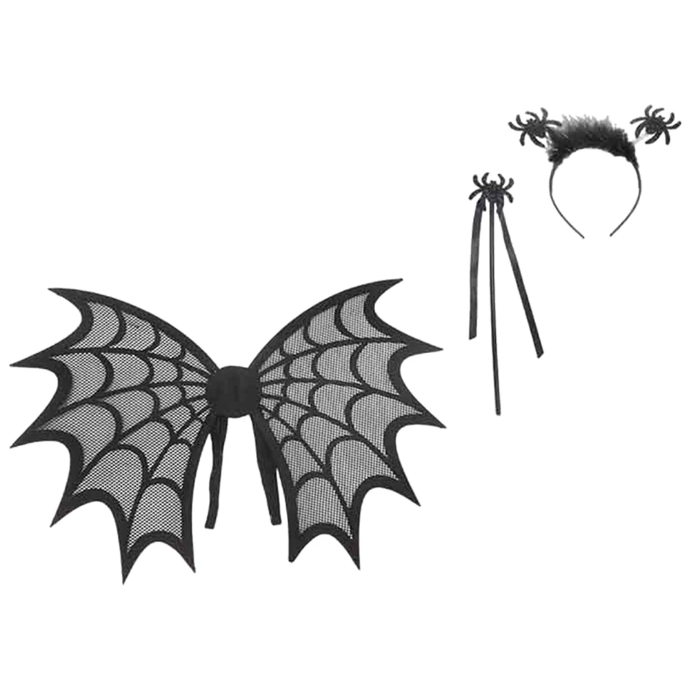 

Children's Wings Headb s Set Black Spider Halloween Costume Accessories Lightweight Stick Felt Material Reliable cosplay party