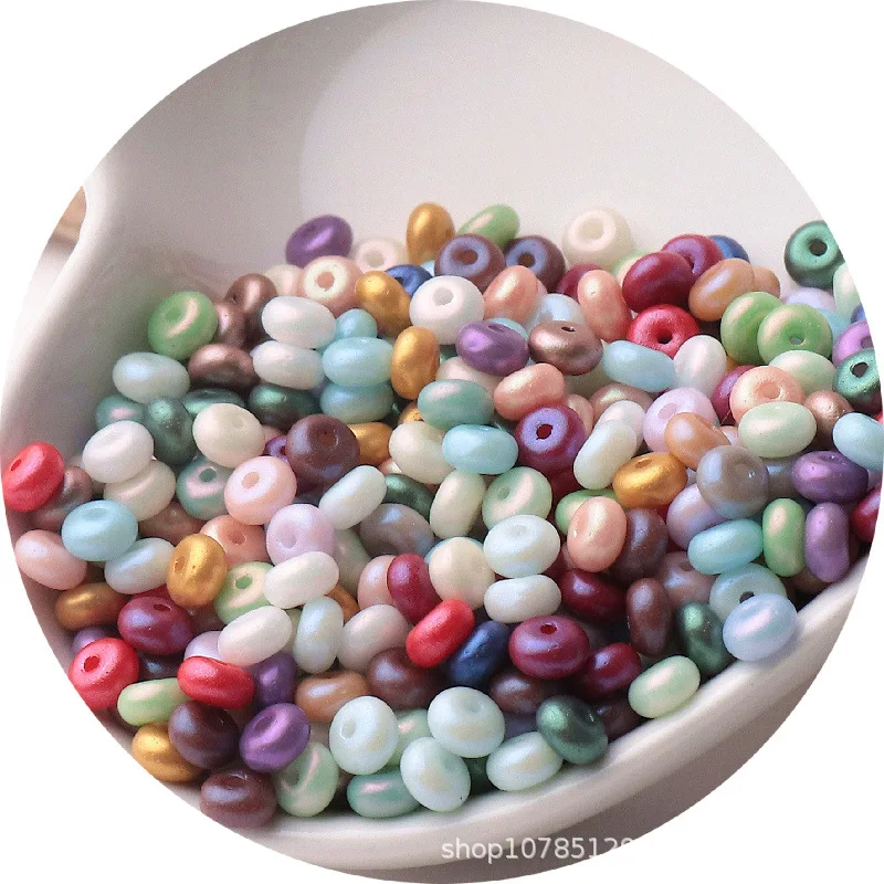 4mm pearl colored wear-resistant bead calculation disc beads, DIY handmade accessory spacer beads
