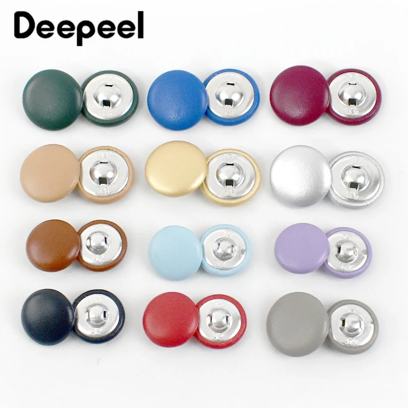 

30Pcs Deepeel 11-28mm Round Shank Buttons Leather Covered Button Jacket Coat Decoration Buckle Clothes Clasp Sewing Accessories