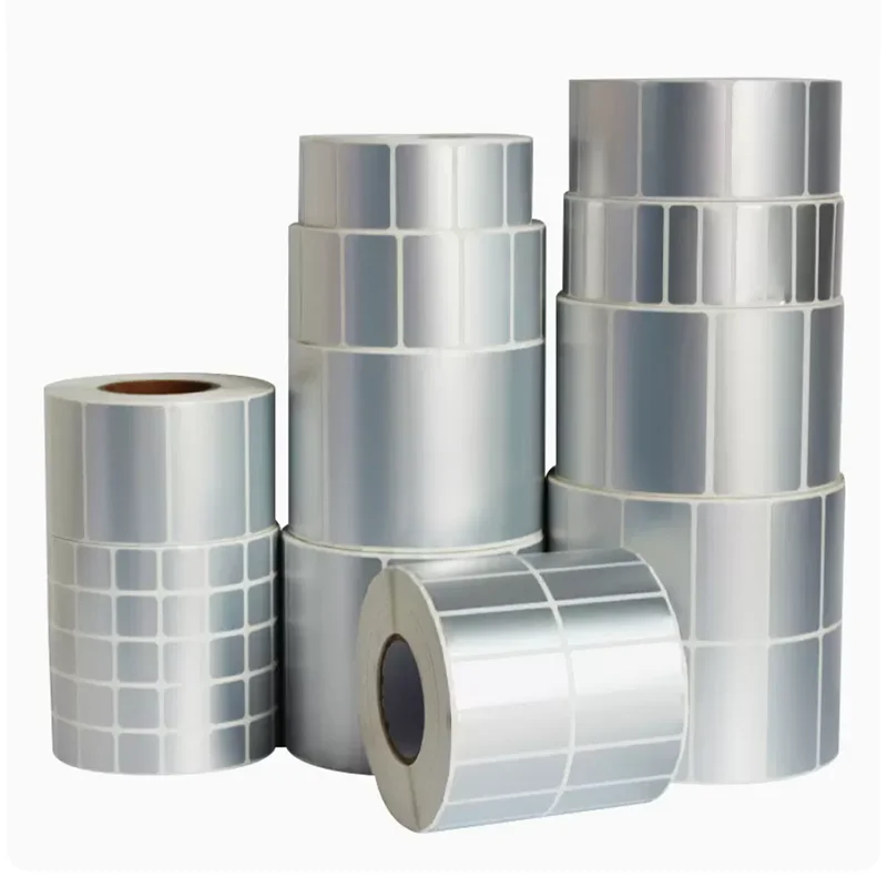 1Roll/pack Matte Silver Sticker Blank PET Labels for Thermal Transfer Printer Barcode Labels Office Supplies(Not thermal paper)