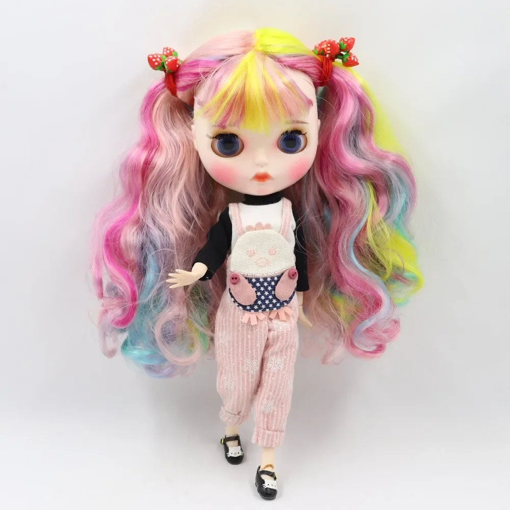 ICY DBS Blyth Doll Rainbow Colorful Hair Beep Lips Fair Skin Matte Face Including Clothes 30cm Doll Girl Festival Birthday Gift