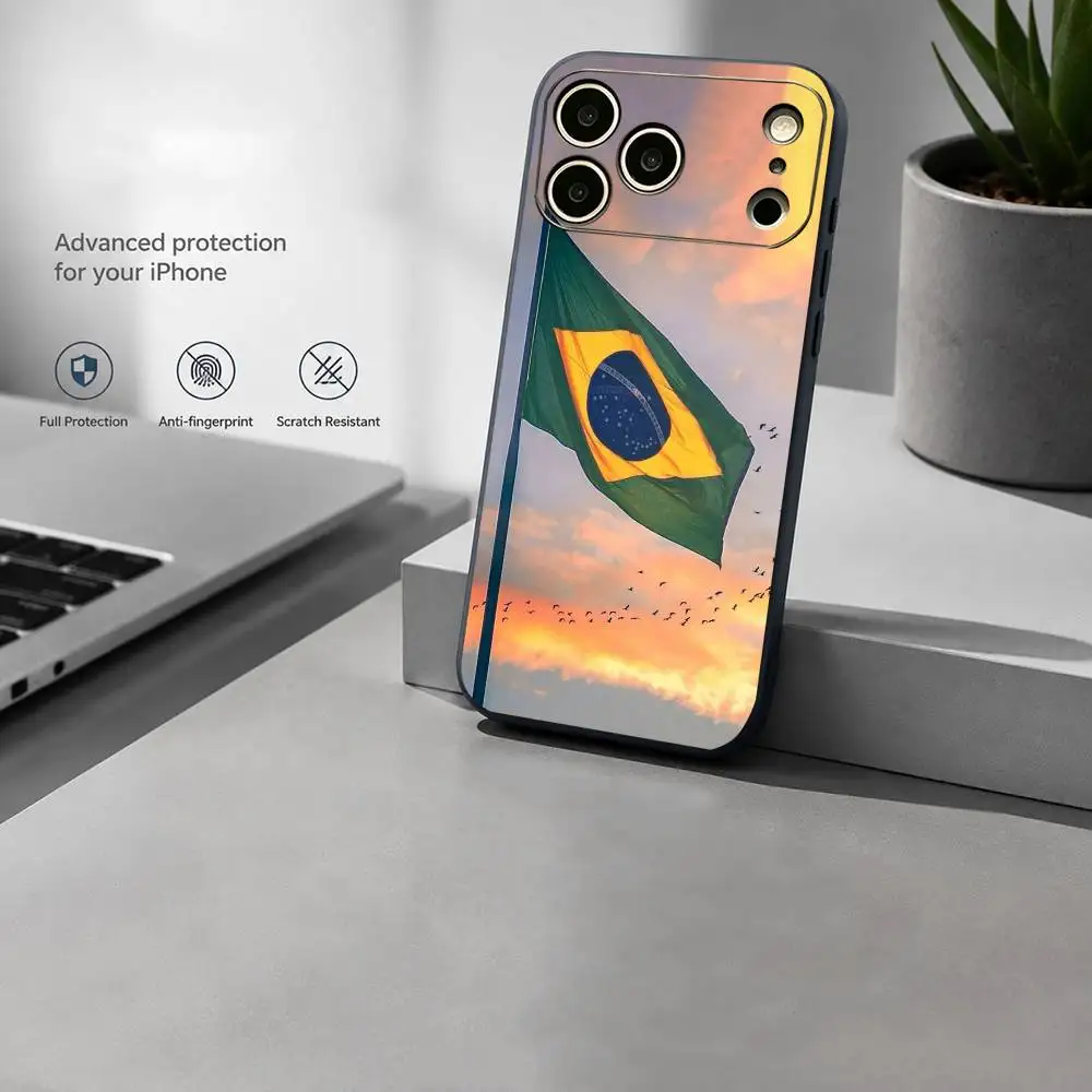 B-Brazil Country flag Phone Case For iPhone 17,16,15,14,13,12,11 Plus,Pro,Max,XS Silicone Soft Cover