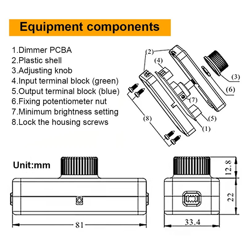 220~240V AC 3-100W Dimmer Switch Adjust Light Dimmable Rotated Dimmer Switch For Incandescent/Halogen Bulbs LED lamp Back-cut