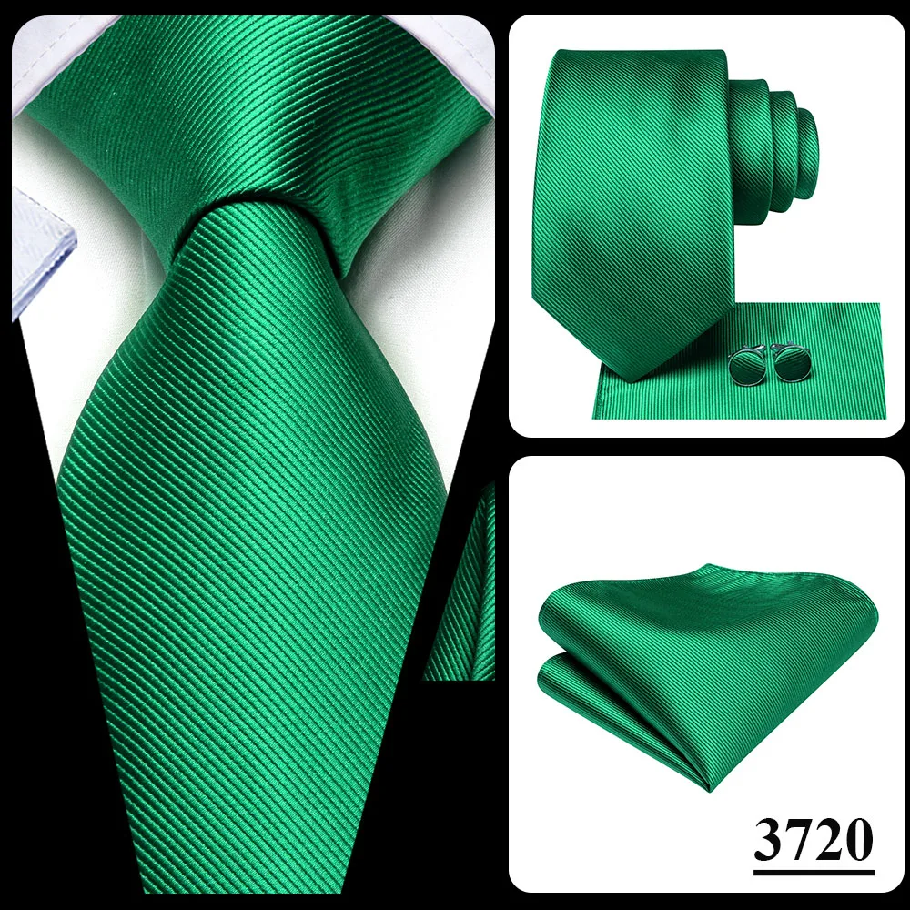 Herrenmode Einfarbiges Grün-Blaues Krawatten-, Taschentuch- und Manschettenknopf-Set für Smoking-Accessoires Klassische Luxus-Seidenkrawatte als Geschenk für Männer – Detail 22