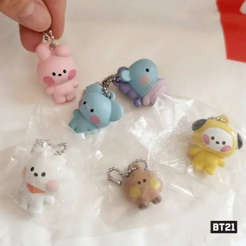 BT21 New Tata Cooky Chimmy Cartoon Vinyl Doll Pendant Jewelry Ornaments Rj Koya Girly Heart Cute Earphone Shell Decoration Gift