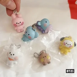 BT21 New Tata Cooky Chimmy Cartoon Vinyl Doll Pendant Jewelry Ornaments Rj Koya Girly Heart Cute Earphone Shell Decoration Gift