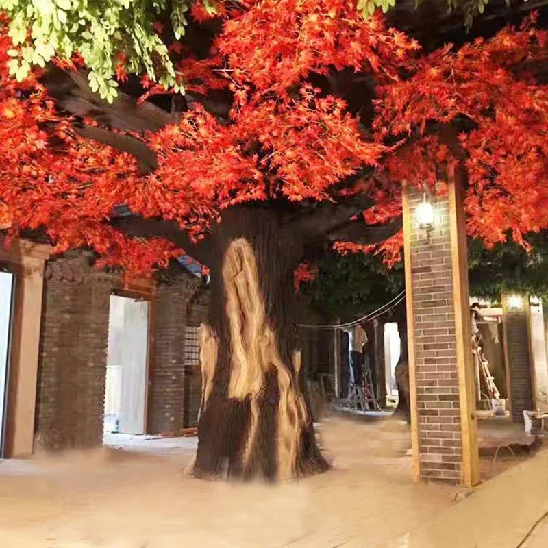

Artificial Cherry Tree Decoration Banyan Landscaping Red Maple Restaurant Wrapped Pillars Carving Fake Trees