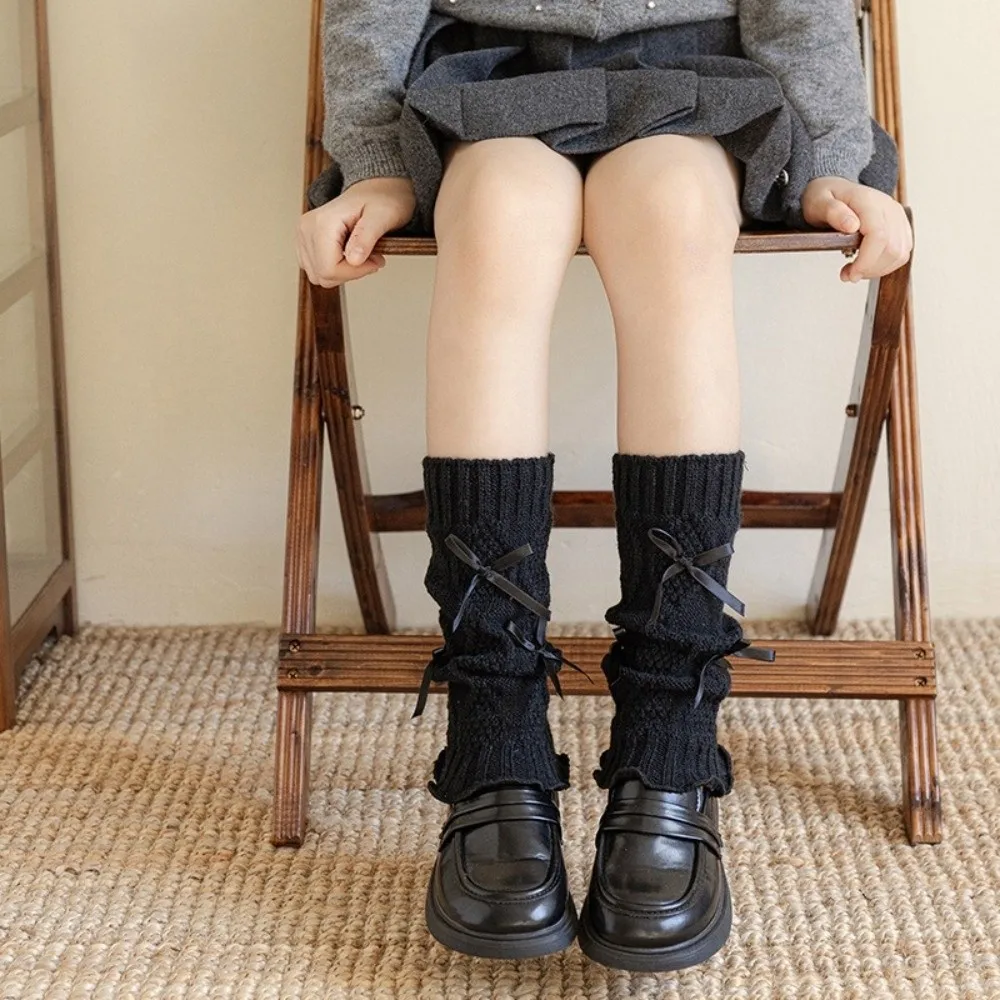 New Solid Color Leg Warmers Knitted Lolita Mid-Calf Sock Thickened Harajuku Middle Tube Socks Gift