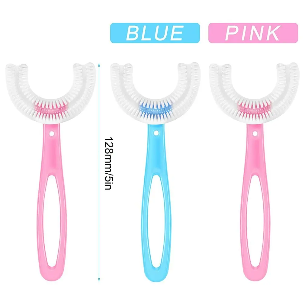 Kids U Shaped Toothbrush Whole Mouth With Silicone Bristles Massage Tooth Brush Oral Cleaning U-Shaped Training Toothbrushes