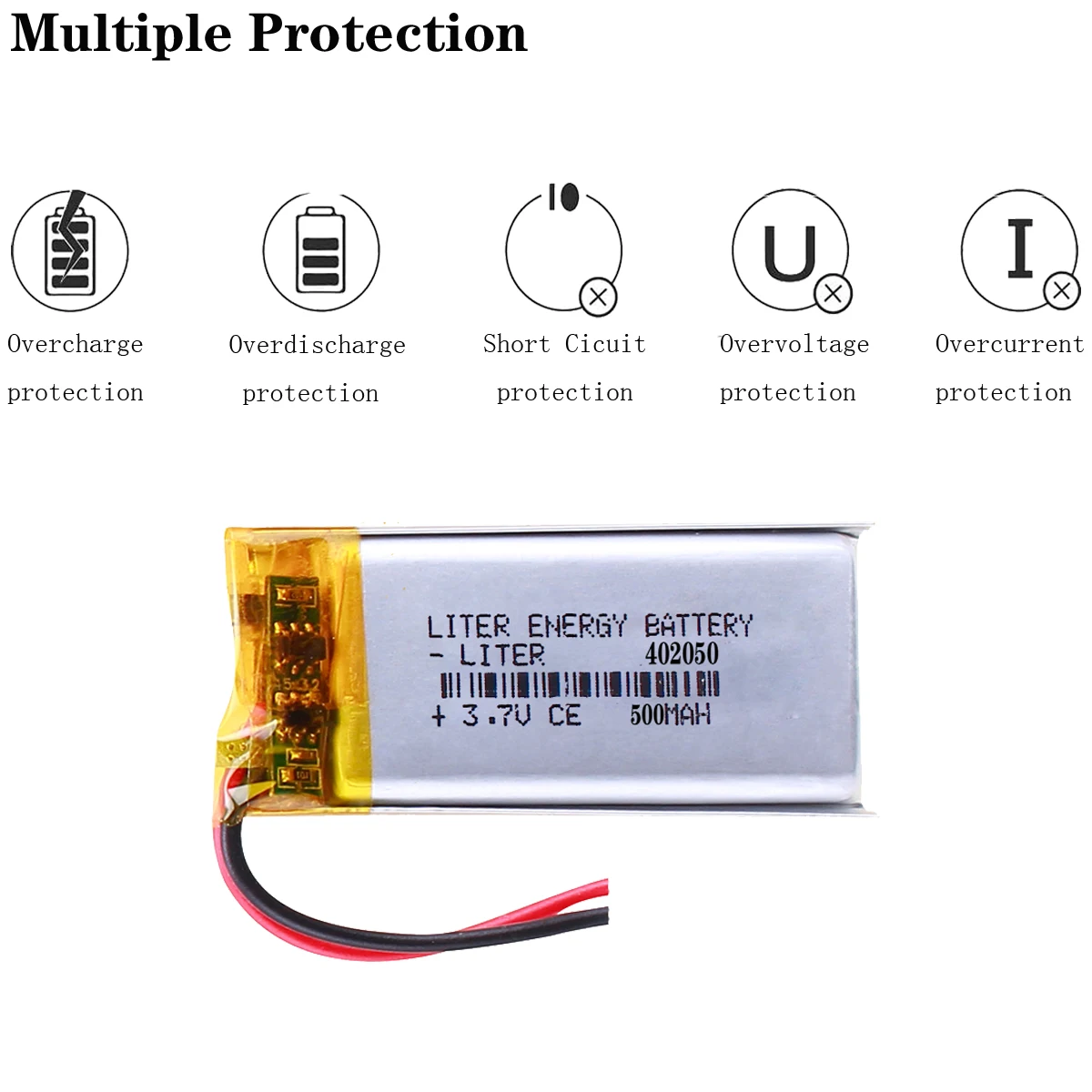 best battery brand 402050 042050 Replacement 382250P MP3 X19 + 3.7V 500mah Lithium Battery
