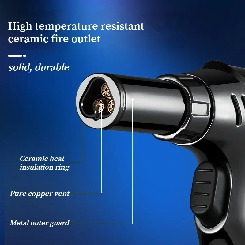 Portable Outdoor Kitchen BBQ Lighter Windproof Cigar Turbo Lighters Metal Welding Gun 1300CC Butane Gas Lighter  Ignition Tool