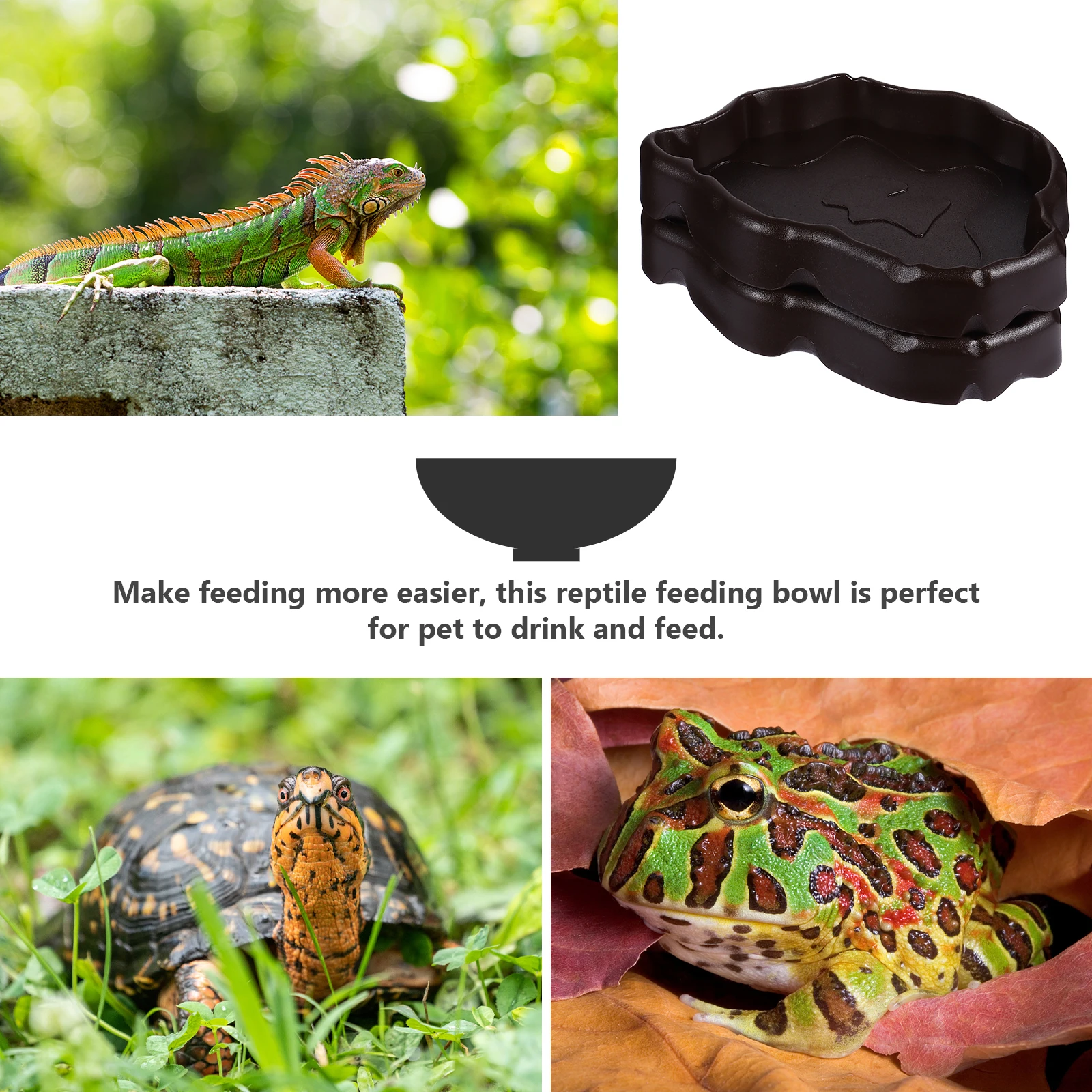 

2Pcs Pet Drinking Tray Reptile Feeding Bowl Solid Durable Safe Surface Lizard Worm Dish Dragon Beard Cage Feeder Pet Reptile