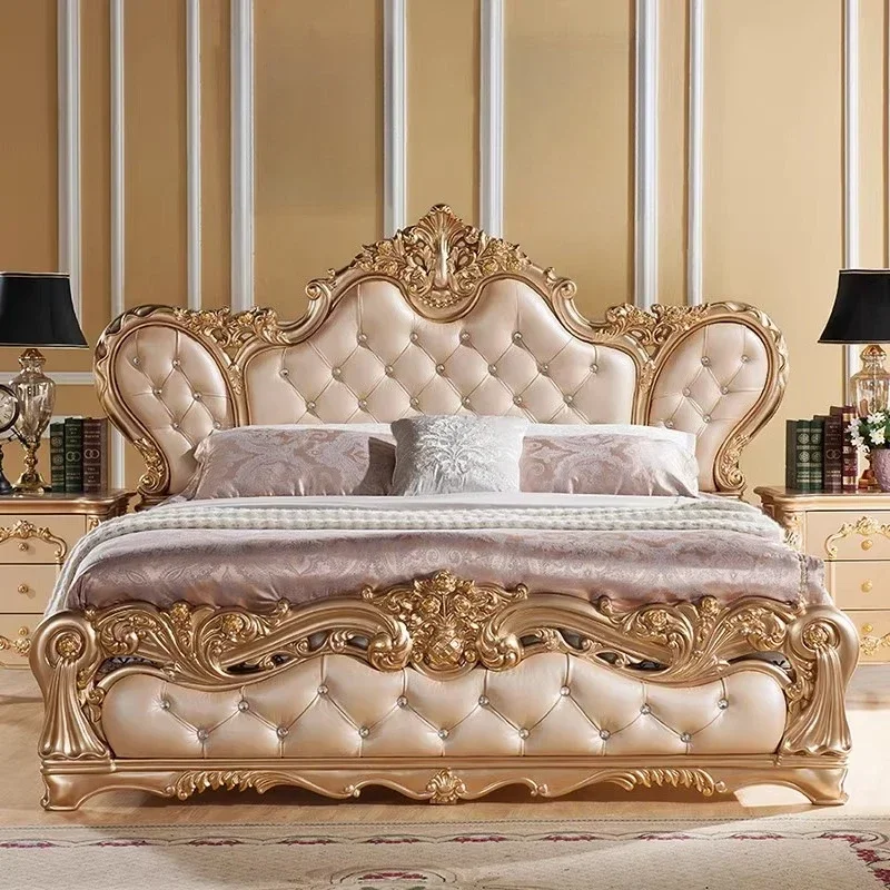 Designer Cream Bed Fashionable Frame Ltalian Style Quality Frame Bed Headboard Unique Nordic Cama De Casal Bedroom Furniture