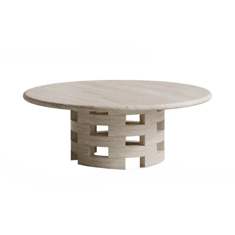 

Natural, travertine, coffee table, living room, household, round, small tea table, retro, luxury stone