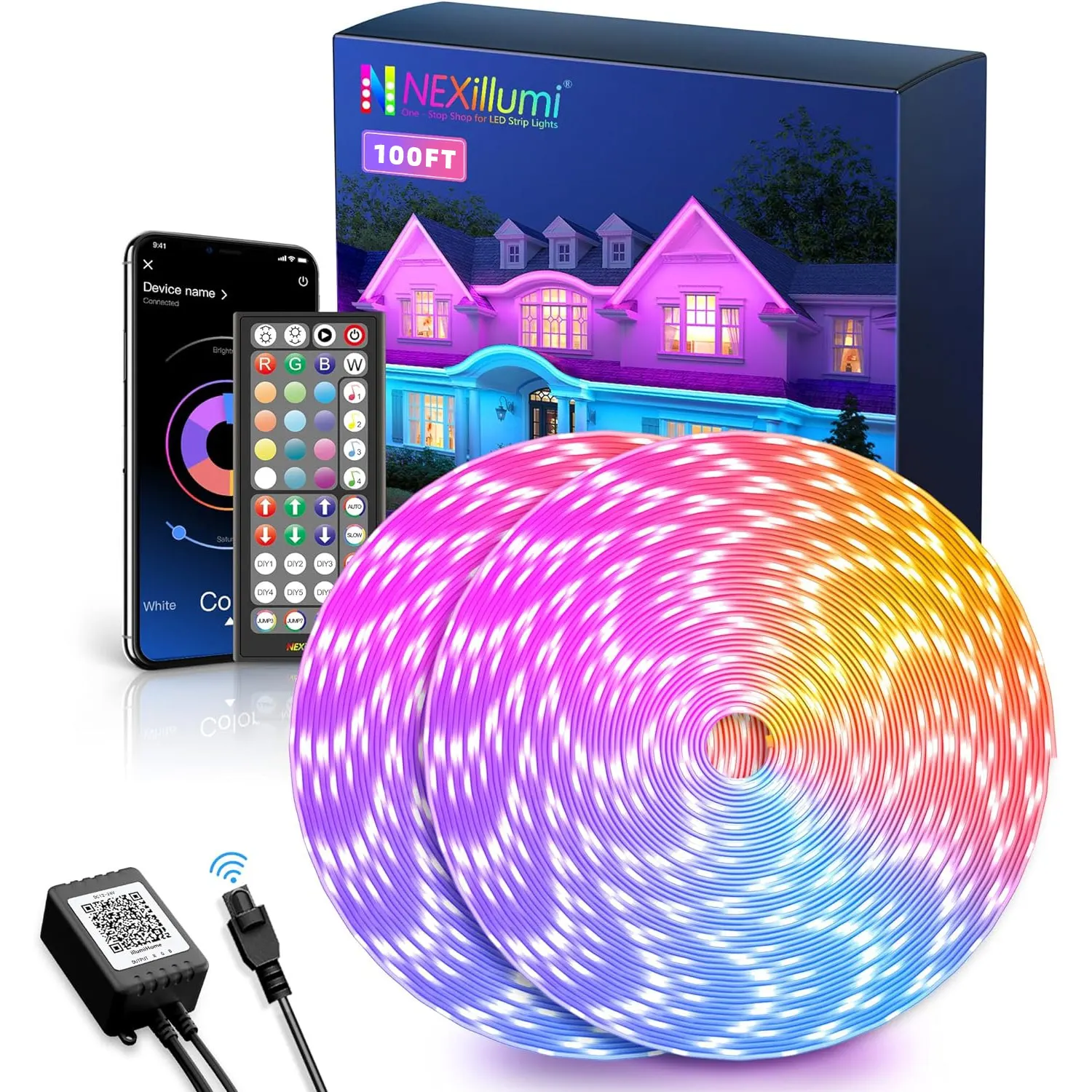 

30 м/20 м 5050 RGB уличные светодиодные ленты водонепроницаемые с пультом дистанционного управления, интеллектуальное управление через приложение с синхронизацией музыки внешняя веревка для балкона