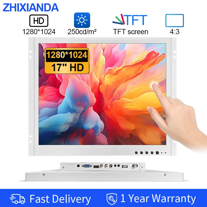 

17 Inch 1280*1024 4:3 Open Frame Industrial Capacitive Touch Screen Monitor VESA Wall Mount LCD Display With HDMI VGA USB AV BNC
