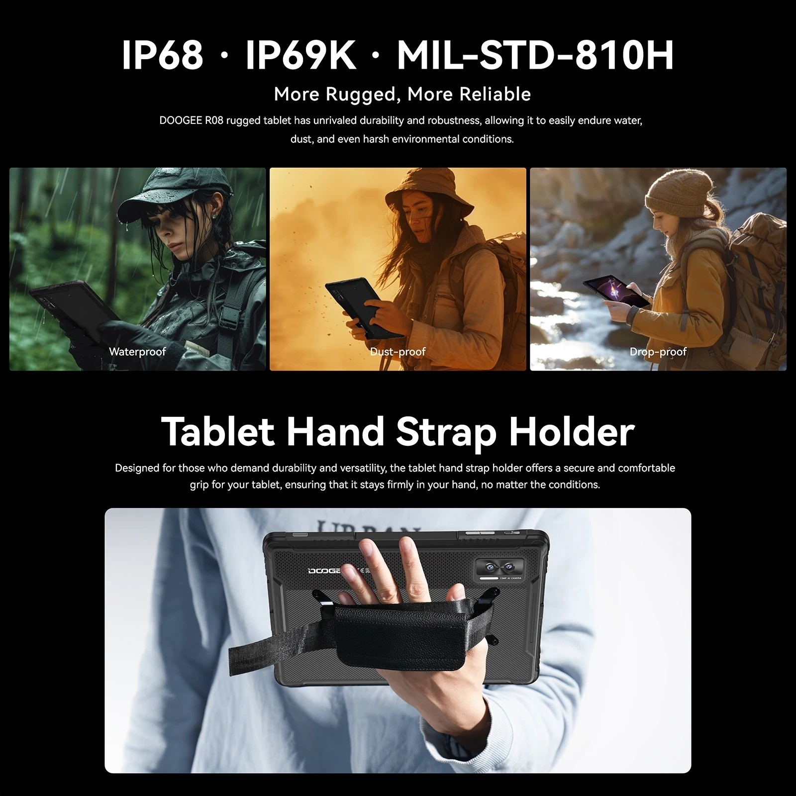 Imagem -06 - Rugged Tablet pc 4g 10.1 Ips Display 6gb 256gb 7680mah 10w Fast Charge Android 13 Suporte de Carga Reversa Google Play Doogee-r08