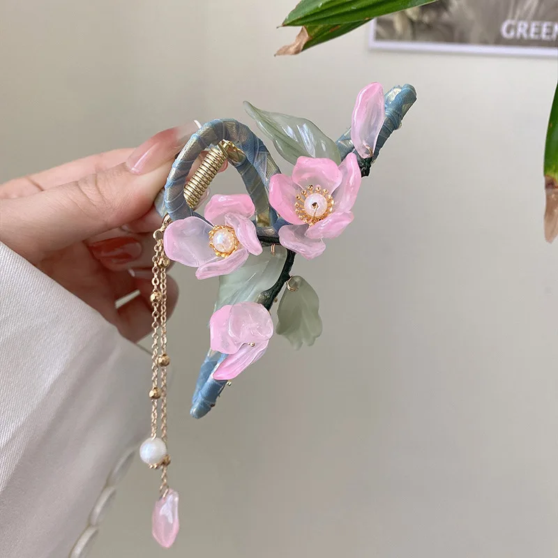 Exquisiteness lotus hairpins female summer back head shark clip Hanfu antique temperament catch clip hairpin headdress large