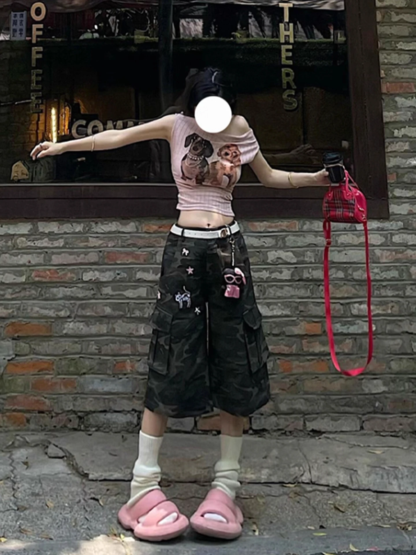 Vêtements de travail de Camouflage rétro américain, jean de sept pieds pour femmes, jambes larges, pantalon moyen de huit pieds, Treenut droit, été