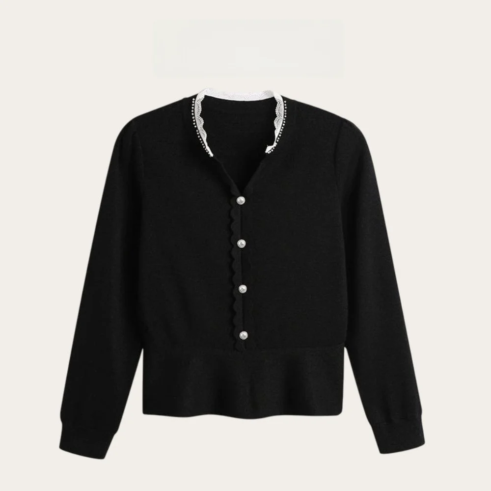 

Elegant Black Long Sleeve Knitted Sweater Women's Early Spring New Style 2025 Age Reduction Fashion Versatile Top