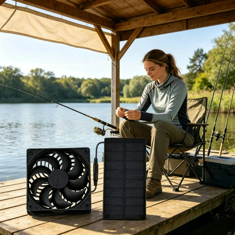 12cm Solar Powered Exhaust Fan High Airflow Waterproof Solar Panel Vent Fan for Greenhouse Chicken Coop Pet House Shed RV