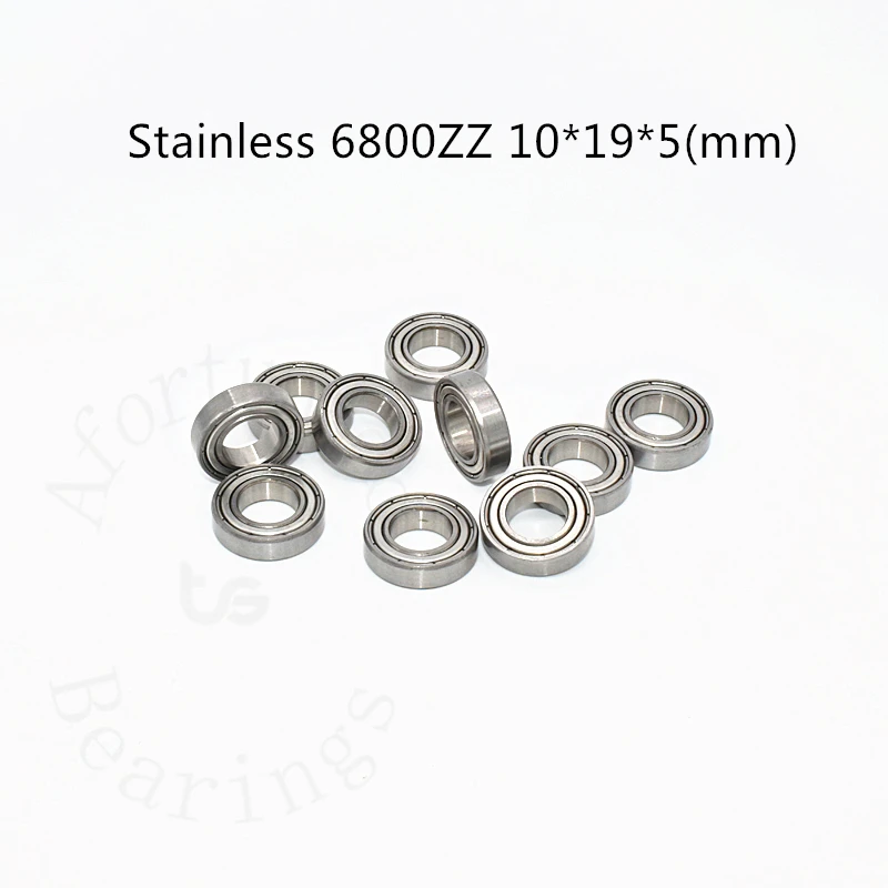 Stainless steel bearing S6800ZZ 6800ZZ 10 Pieces 10*19*5(mm) antirust metal sealed Mechanical equipment parts