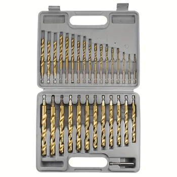 Set Mata Bor กระแทกไทเทเนียม-30ชิ้น HEX Shank hss, 1/16 