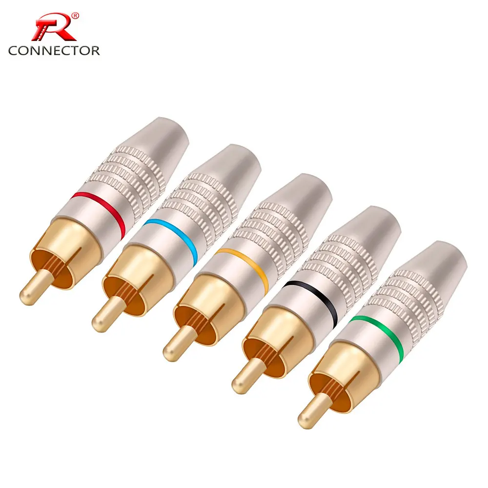 1pc RCA Plug Locking Cable Connector Gold Plated RCA Male Connector Adapter for Audio Cable Video CCTV Camera Solder Free