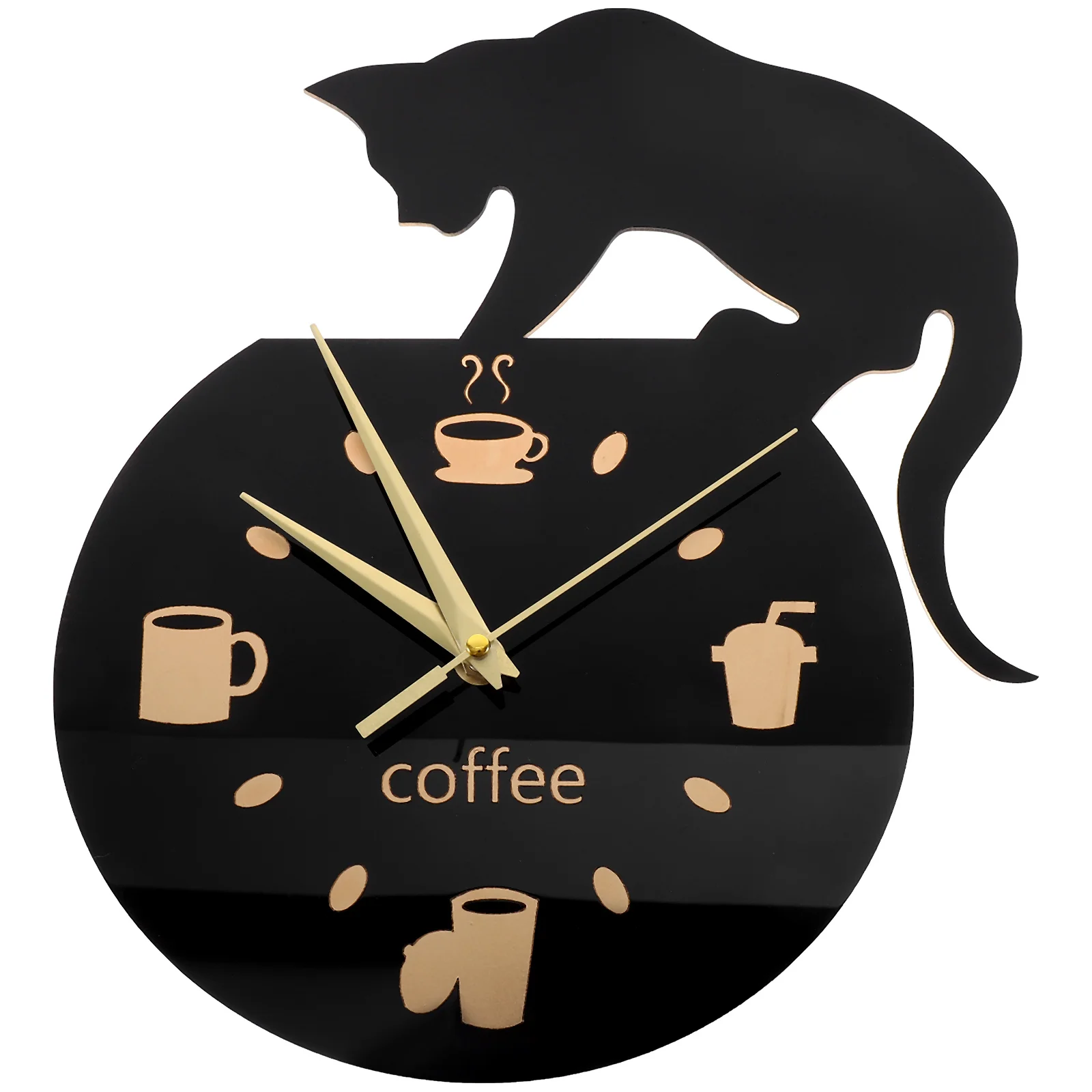 

Silent Cartoon Wall Clock Climbing Cat for Drinking Coffee Clock Wall Decoration Cup Coffee Clock Cartoon Clock