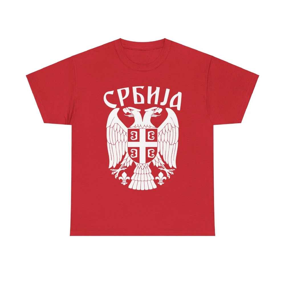Serbia Coat of Arms Balkan Gift Serbia Flag Majice Serbs Gift Srbija T-Shirt Short Sleeve Casual 100% Cotton Shift