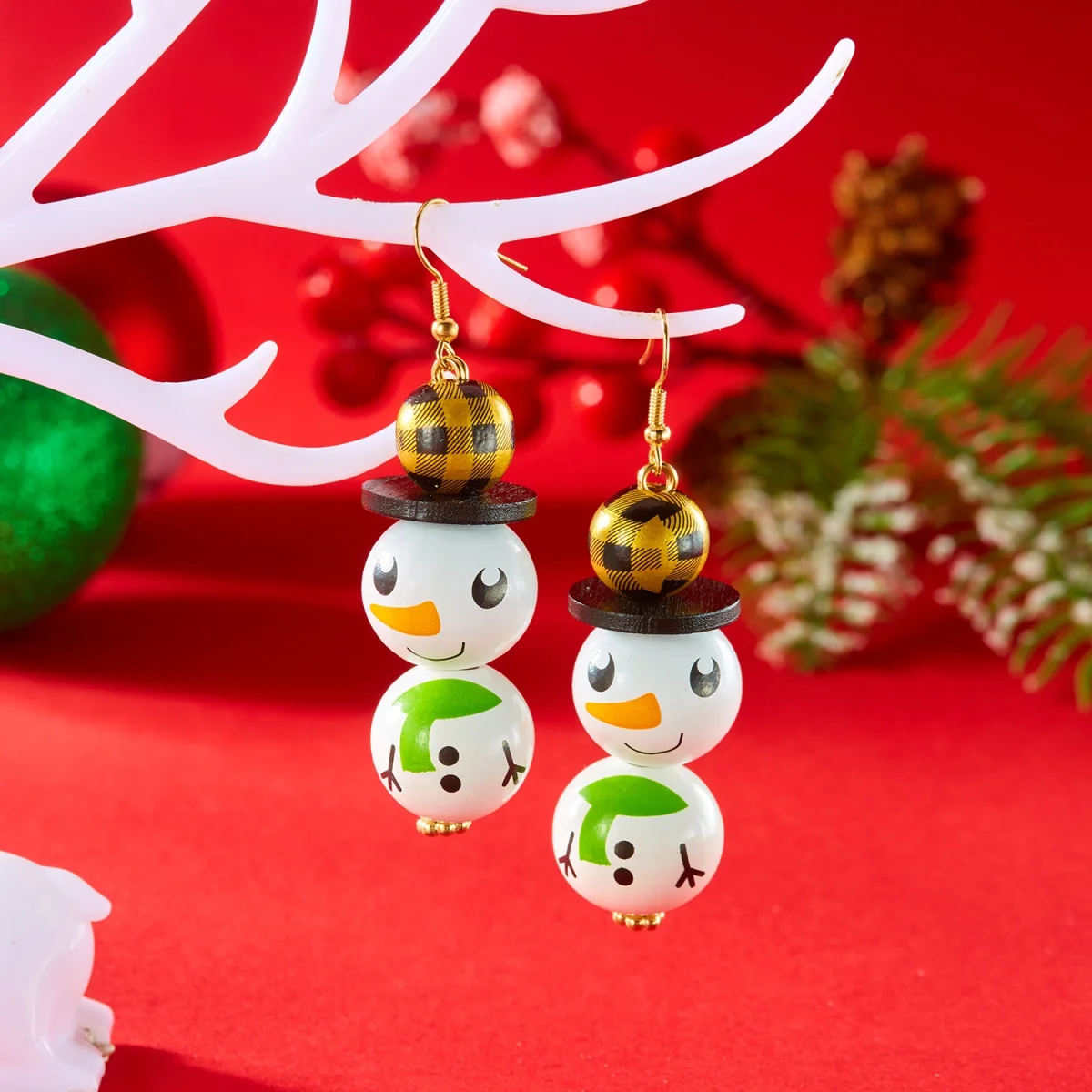Weihnachten Ohrringe Kreative Holz Runde Perlen Santa Claus Schneemann Handgemachte Ohrring Urlaub Partei Schmuck Geschenk Für Frauen Männer