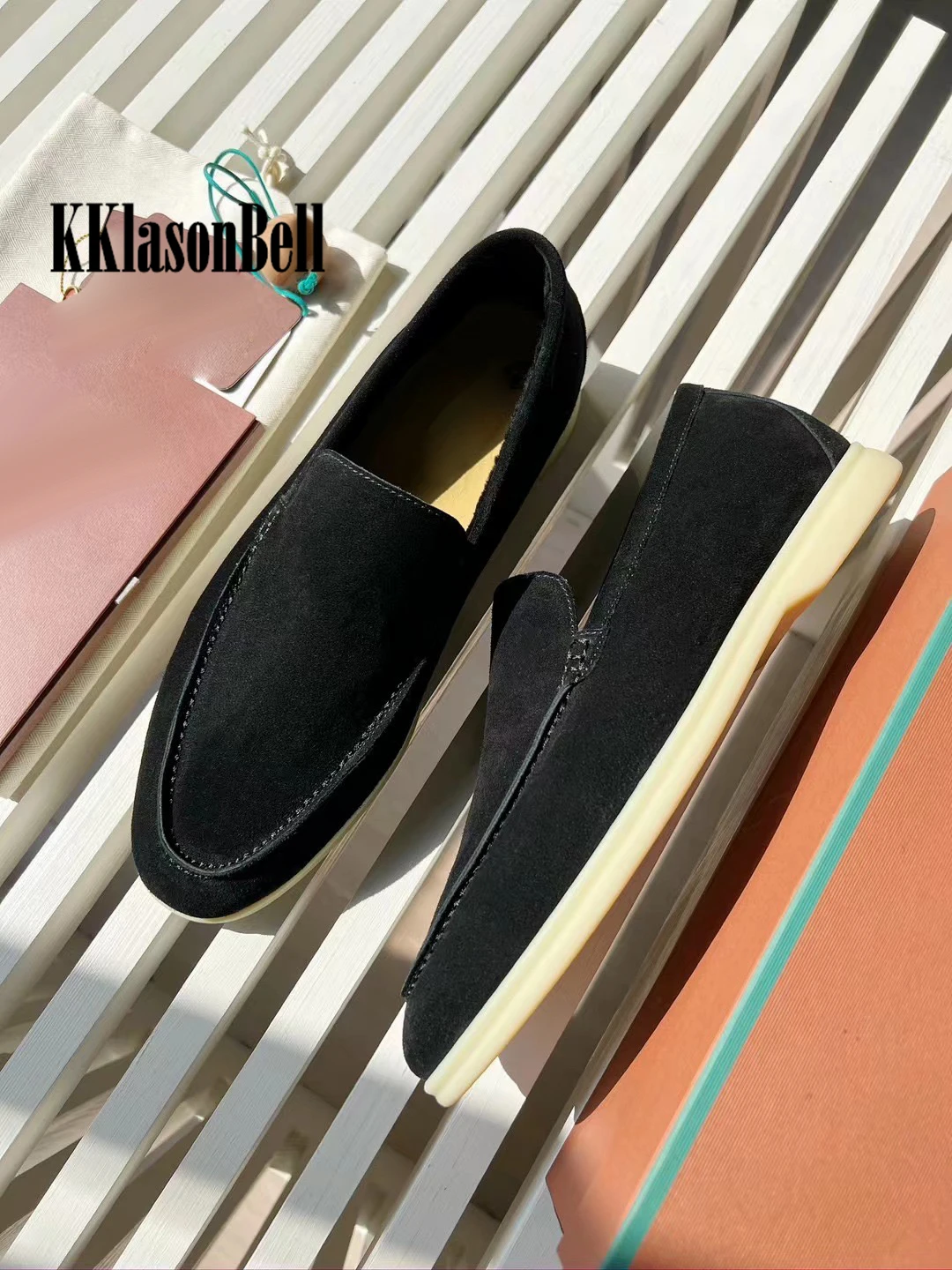 11.2 L*P Men\'s Loafers Wool Lining Cow Suede Genuine Leather Slip-On Comfortable Rubber Shoes KKlasonBell