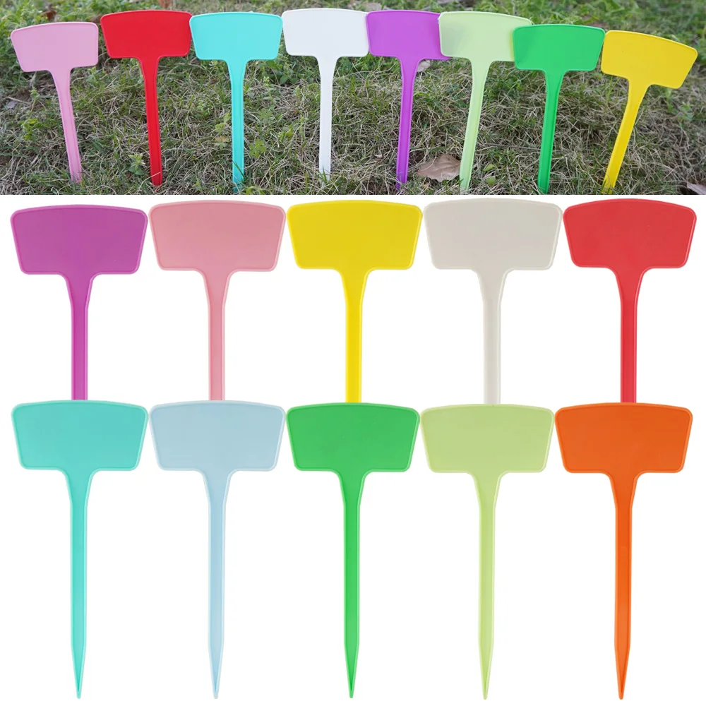 

10PCS Colorful Outdoor Plant T-Type Label Waterproof Re-Usable Plastic Garden Tags Durable Nursery Potted Stake Markers Perfect