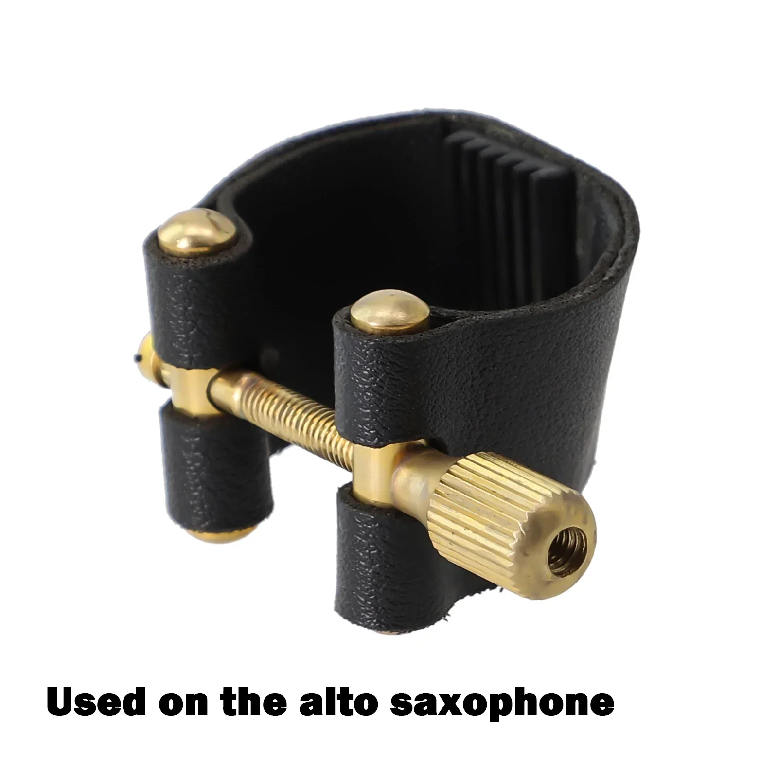 Tenor Sax Mouthpiece Ligature อุปกรณ์เสริมแซ็กโซโฟนสีดํา คลิปยึดหนัง Ligatures ปากเป่าหนัง PU