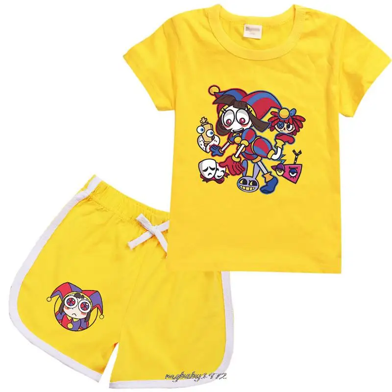 Hot The Amazing Digital Circus Sets Summer Baby Boys Girls T Shirt + Shorts Set Clothes Kids Cute 2Pcs Children Pajamas Sets