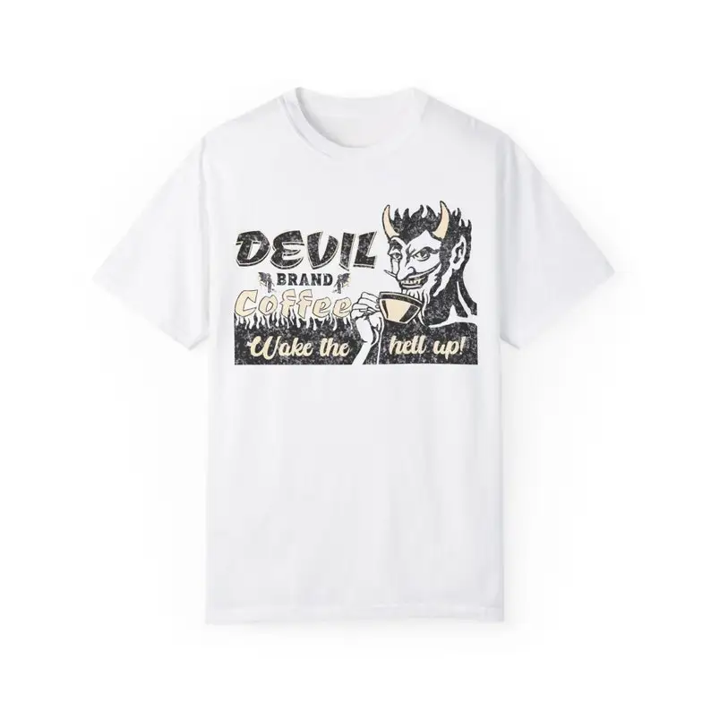 Retro Devil Brand Coffee T-Shirt, Coffee Lovers T Shirt, Great Gift for Coffee Lovers, Unisex Comfort Colors