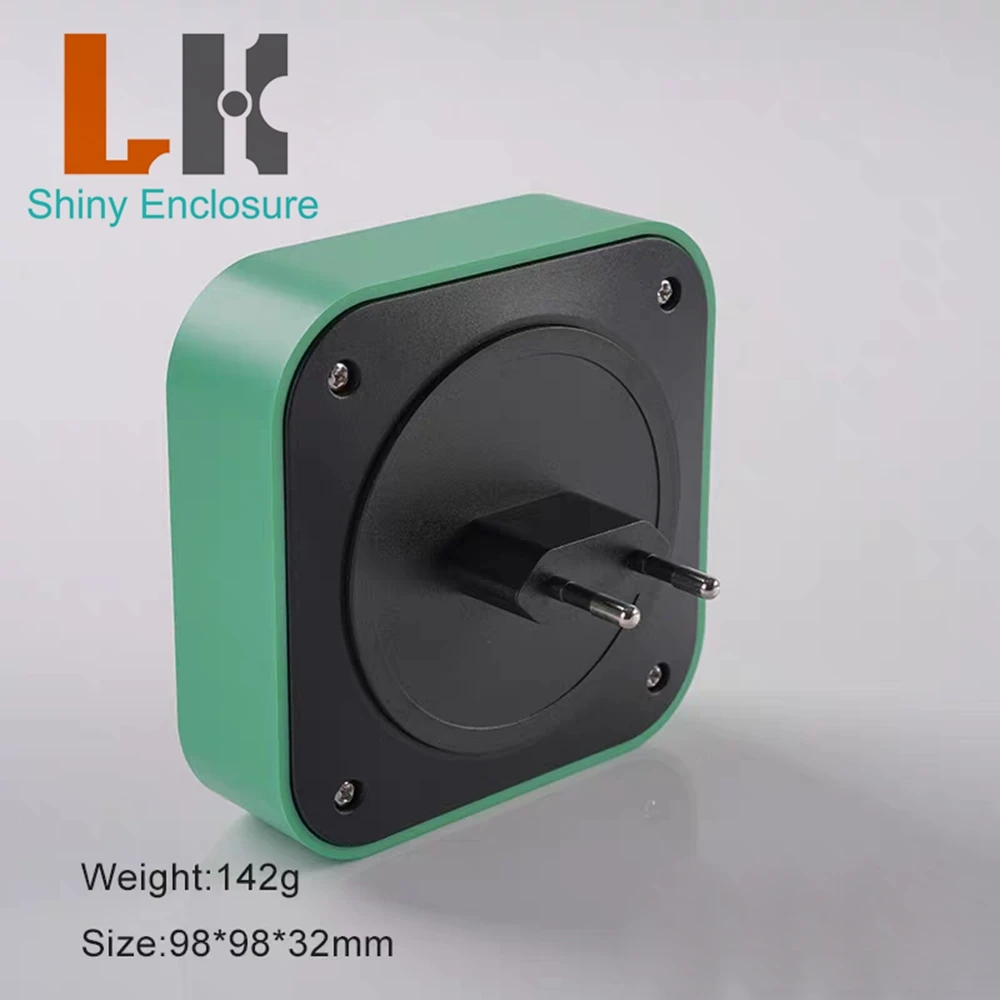 ABS Plastic Junction Box com Plug, DIY Electronic Instrument Enclosure, Custom Plastic Project PCB Box, 98x98x32mm