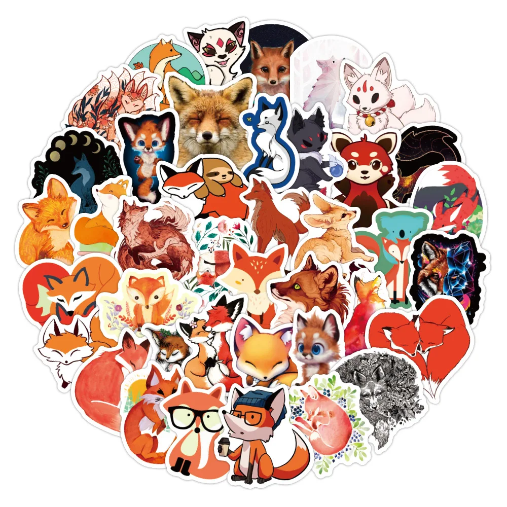 10/30/50PCS Cartoon Animal Fox Sticker For Skateboard Suitcase Notebook Guitar Laptop For Kid Classic Decals Graffiti Sticker