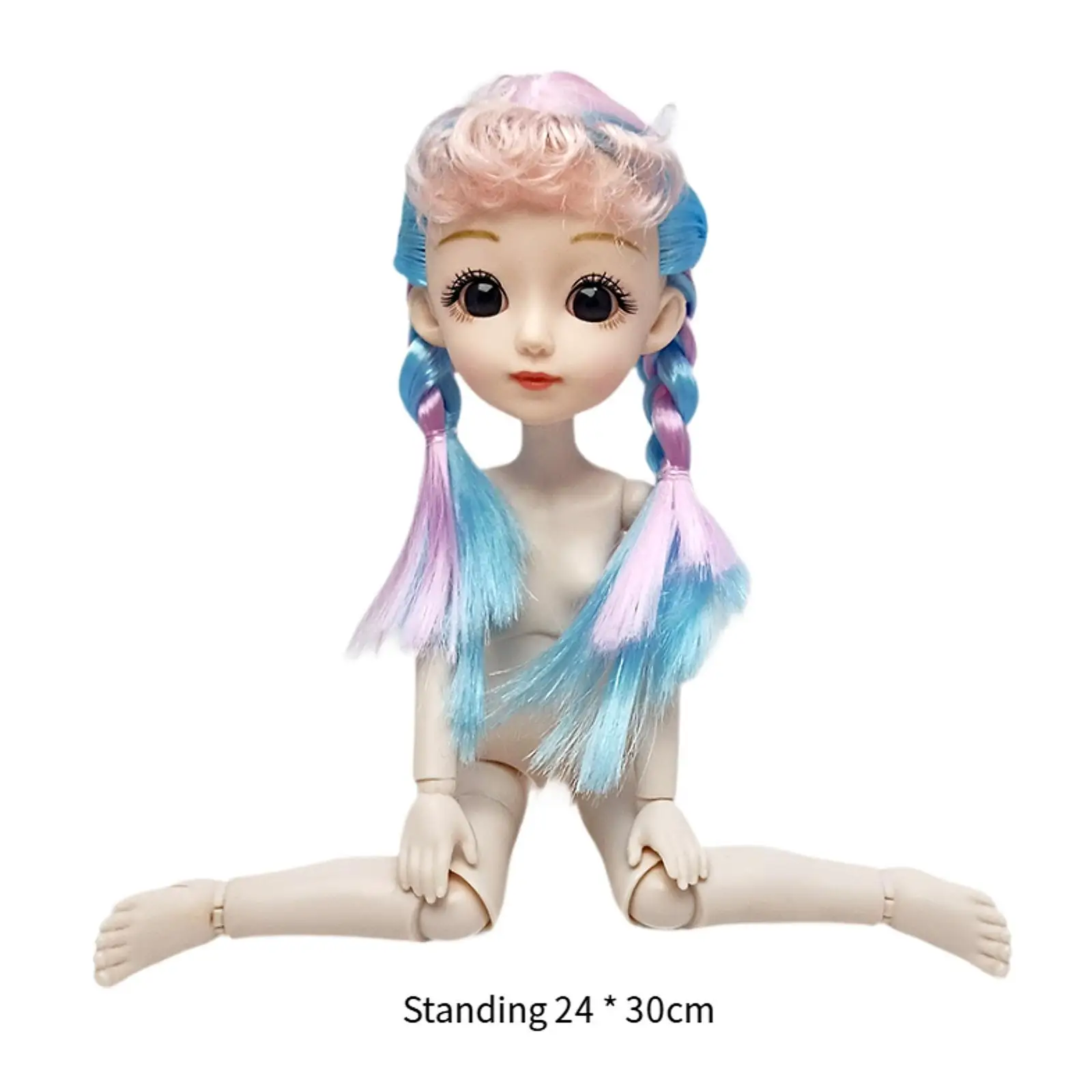 Flexible Gelenke, BJD-Puppenspielzeug, 30 cm, Vinyl, realistisch, große Augen, beweglich, nackte Mädchenpuppe, Spielset als Geburtstagsgeschenk