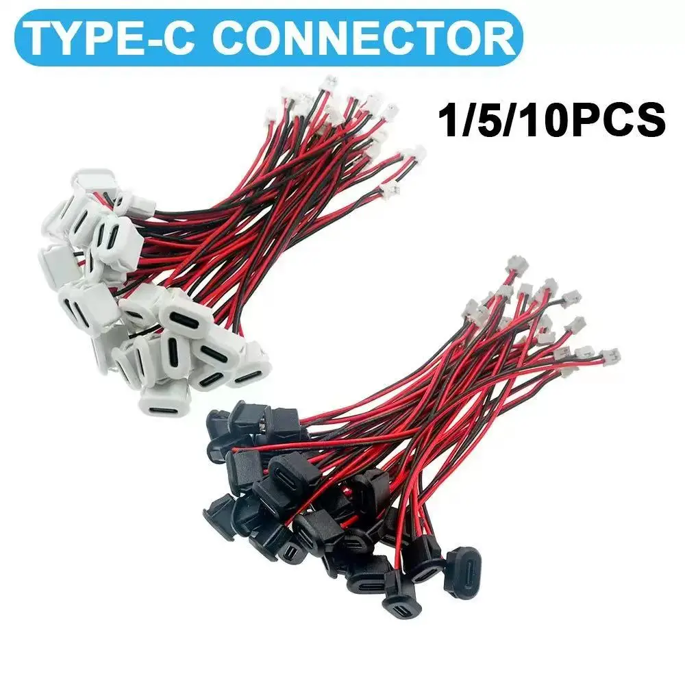 Waterproof USB C Female Jack Socket 2 Pin 3A Direct Crimp Charging Connector For Automotive DIY Power Cable Repair