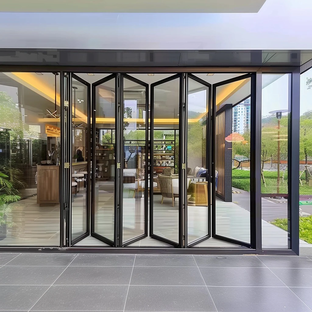 Titanium magnesium aluminum alloy heavy folding door car wash garage shop living room kitchen glass door customization