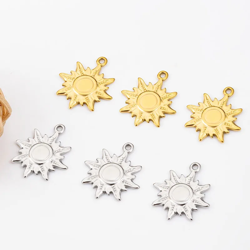 

5Pcs Stainless Steel Casting Fashion Sun Pendant Charms For DIY Necklace Bracelet Earrings Jewelry Crafts Making Accessories