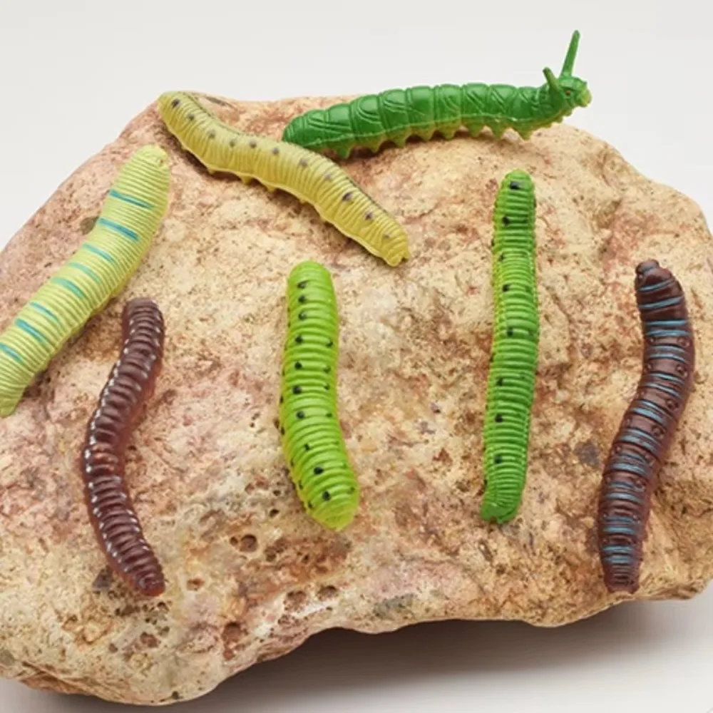 

12 шт./компл., креативная мини-симуляция гусеницы, пластиковая реалистичная имитация насекомых, фигурки животных, подарки, игры